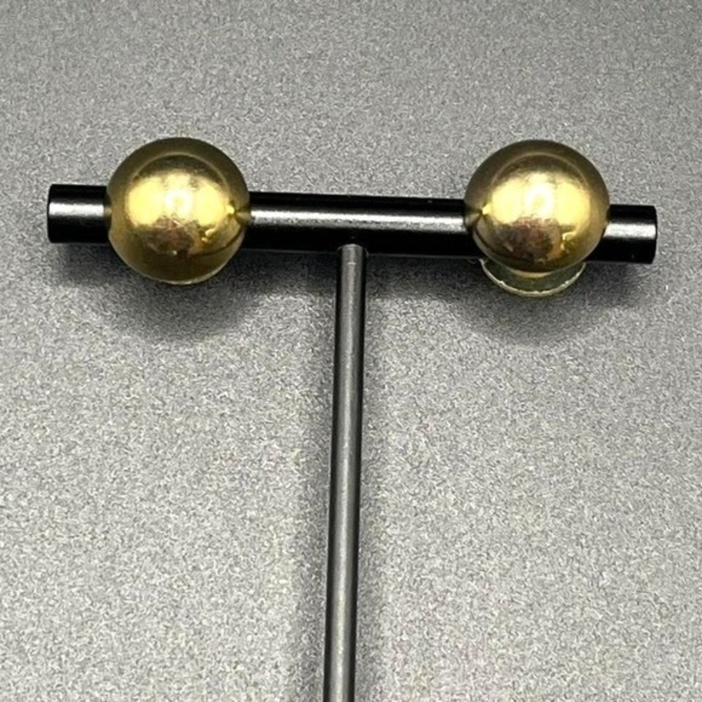 Gold Tone Dome Button Stud Earrings Minimalist Quiet Luxury Retro Statement